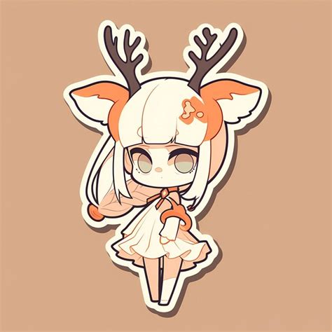 Premium Ai Image Adorable Kawaii Illustrated Chibi Anime Deer Girl