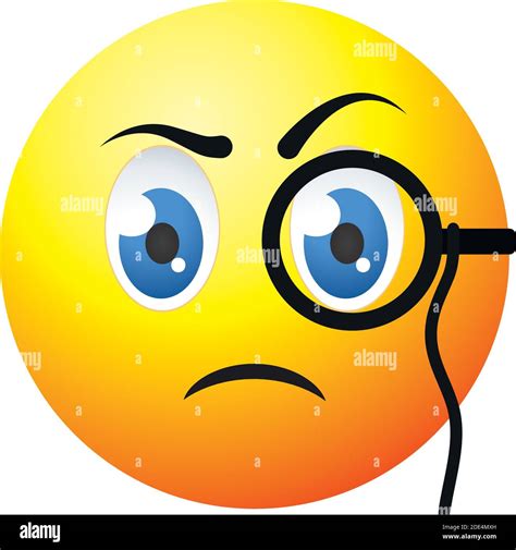 Cartoon Emoji Face With Monocle Over White Background Colorful Design