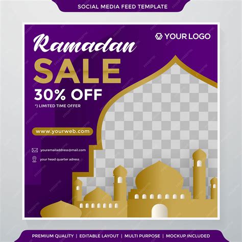 Plantilla De Banner De Venta De Ramadán Vector Premium