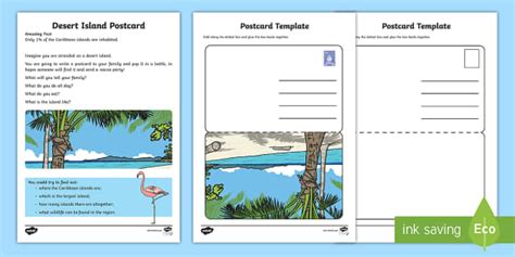 Desert Island Postcard Writing Worksheet Worksheet