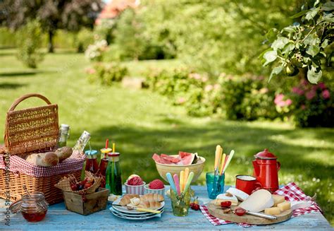 Empty Summer Park Background With Picnic Setting Stock Photo Adobe Stock