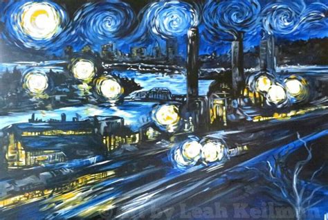 Starry Night Over The Pittsburgh Steel Mills Acrylic Artbyleahk