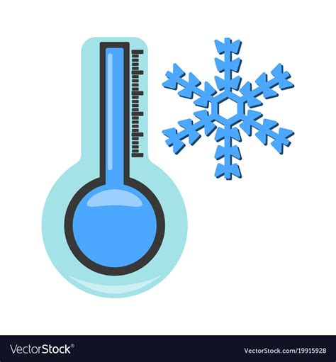 Thermometer With Cold Icon Weather Label For Web Vector Image