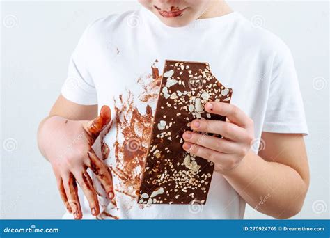 Chocolate Stain On Clothes A Child Wiping Out Dirty Chocolate Hand On