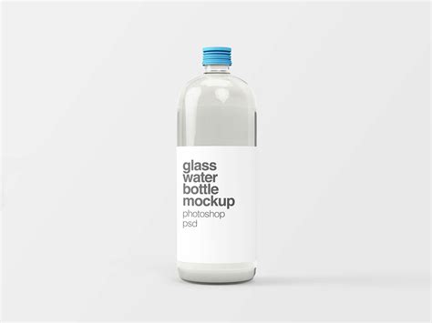 glass water bottle mockup psd