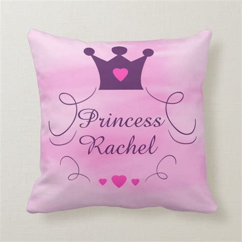 Pink Baby Girl Princess Crown Tiara Royalty Hearts Throw Pillow