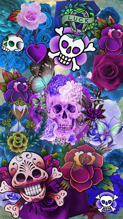 1920x1080px 1080p Free Download Purple Sugar Skull Love Flowers