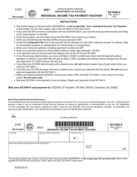 Form Sc1040 V Download Printable Pdf Or Fill Online Individual Income
