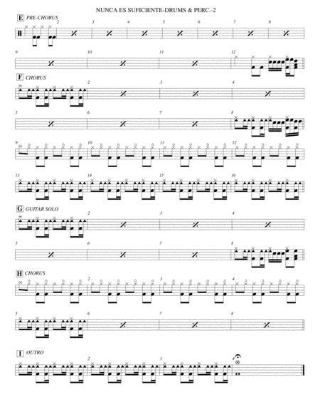 Nunca Es Suficiente Piano Guitar Bass Trumpet Drums Sheet Music PDF