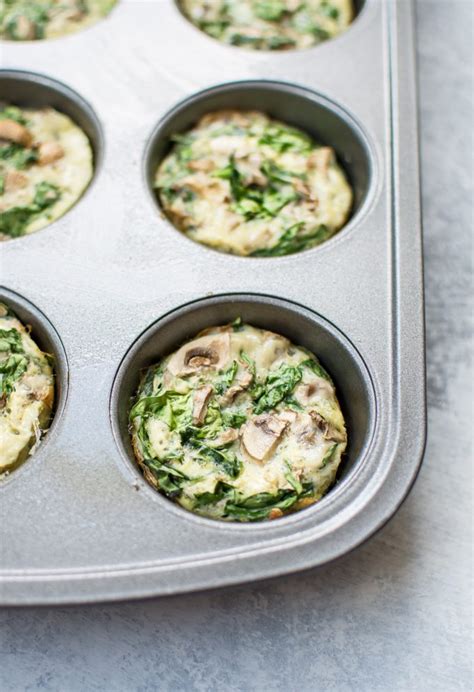 Spinach And Mushroom Healthy Breakfast Egg Muffins Salt