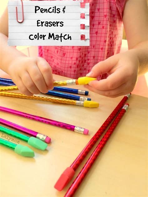 Pencils Erasers Color Match Fine Motor Activity Fine Motor