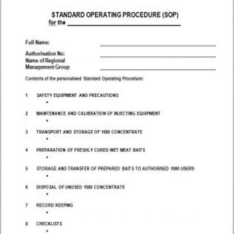 Editable Standard Operating Procedures SOPs Templates Besty Templates Standard Operating
