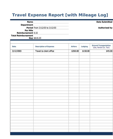 Printable Expense Report Template
