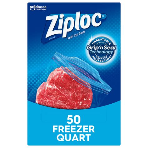 Ziploc Brand Freezer Quart Bags With Grip N Seal Technology 50 Count