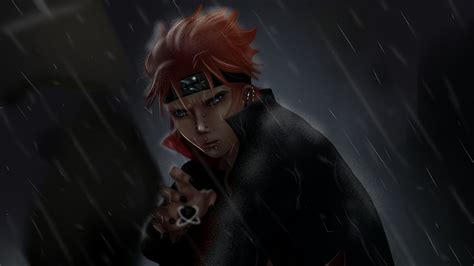 Redhead Black Dress Naruto Rain Background Hd Pain Wallpapers Hd