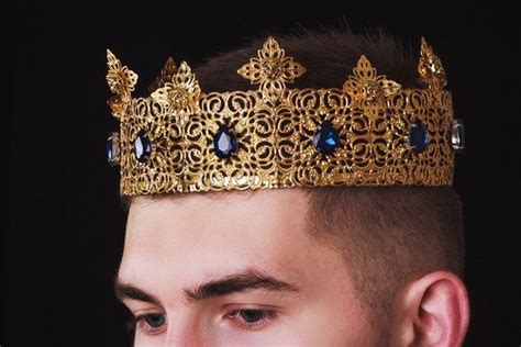 King Crown Gold Mens Crown Medieval Costume Baroque Crown Game Etsy