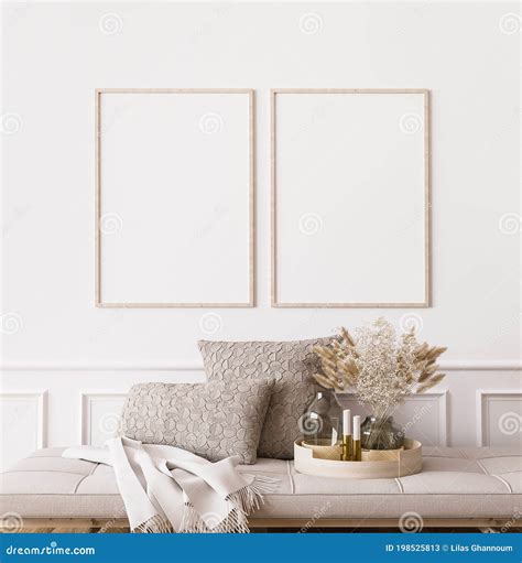 Frame Mockup In Contemporary Living Room Design Two Vertical Frames On