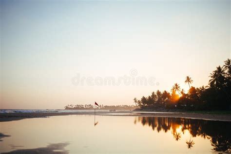 Beautiful Beach And Indian Ocean In Sri Lanka On Sunset Stock Image