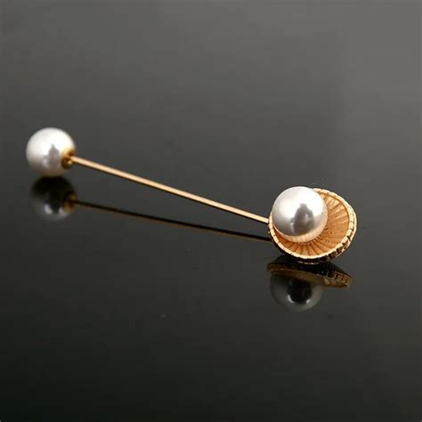 Luxury Simulated Pearl Brooch Pin Dress Collar Decoration Lapel Pin Jewelry Gold Alloy Shell