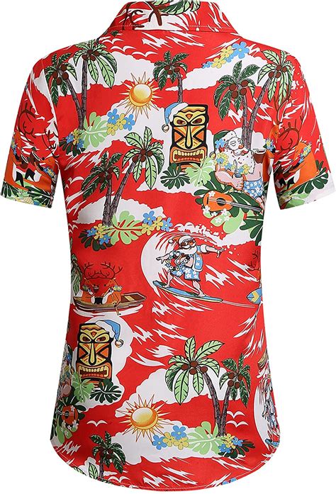 SSLR Women S Santa Claus Party Tropical Ugly Hawaiian Christmas Shirts EBay