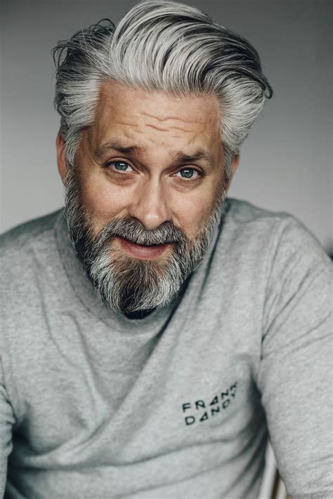 bearded gray silver haired swede model male silver fox portraits grey hair men mens