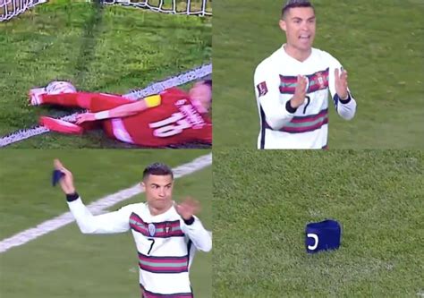 Ronaldo Throws His Captain Armband In Anger Storms Off Ground Video