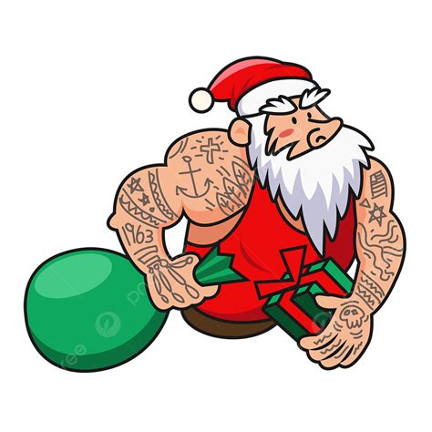 Christmas Santa Claus Clipart Hd Png Christmas Tattooed Muscle Santa Claus Green T Bag