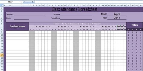 Excel Attendance Sheet Template Template Invitations Template