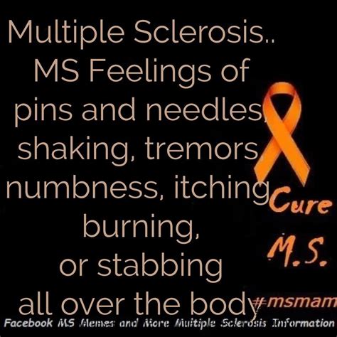 Multiple Sclerosis Symptom Ms Feelings Of Pins And Needles Shaking