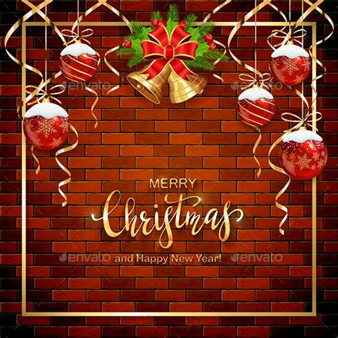 Brick Wall Background With Christmas Balls By Losw Graphicriver