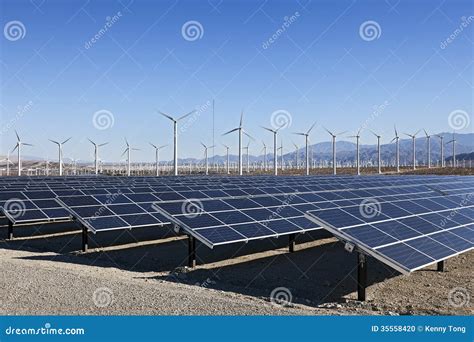 Solar Panels And Wind Turbine Power Stock Photo Image Of Generation