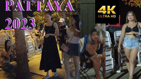 Thailand Pattaya Beach Road Midnight Nightlife Scenes So Many Freelancers Youtube