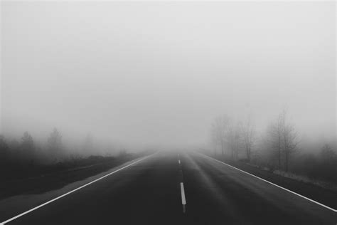Free Images Outdoor Black And White Fog Road Mist Traffic