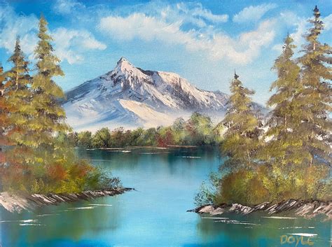 Mountain Original Oil Painting Bob Ross Inspired 18x24 Canvas Etsy