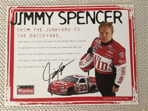 Nascar Jimmy Spencer Signed 1999 Team Winston Autographed Bio Card