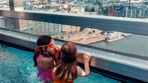 heated rooftop pool with views of helsinki strawberry