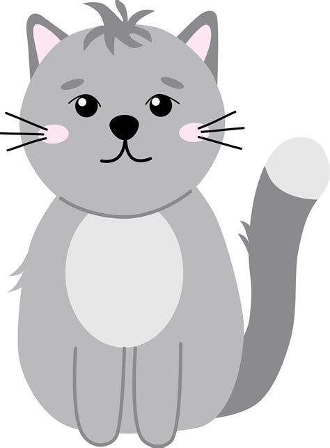 Cute Cartoon Grey Cat 13452792 Png