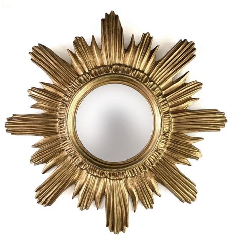 Italian Sunburst Starburst Mirror Gilded Plastic Circa 1970s Round