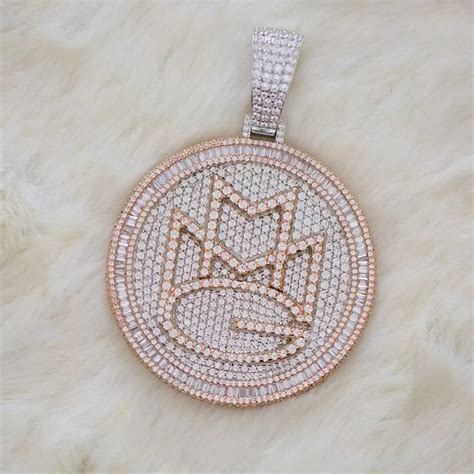Moissanite Iced Out Round And Baguette Hip Hop Rapper Medallion Pendants