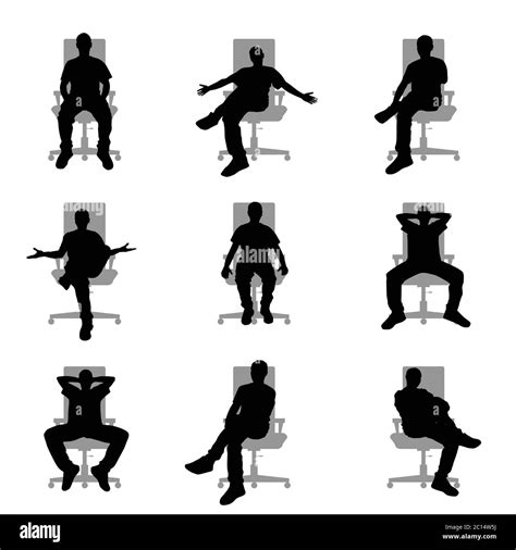 Silhouette Man Sitting On Chair Stock Vector Images Alamy