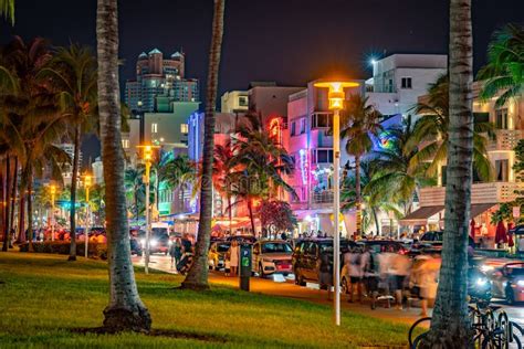 Miami Beach Florida Usa Night Life In South Beach Precinct