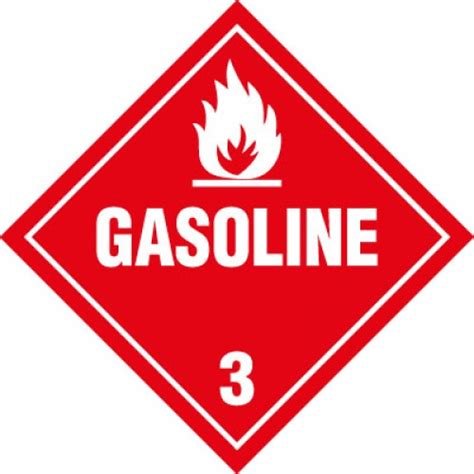 Gasoline Truck Placard Decal