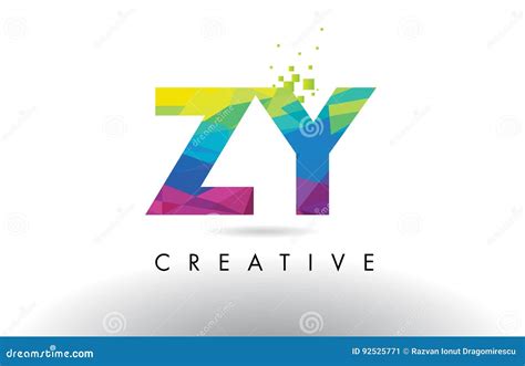 Zy Z Y Colorful Letter Origami Triangles Design Vector Stock Vector