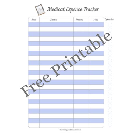 Medical Expense Tracker Printable Planning And Finances
