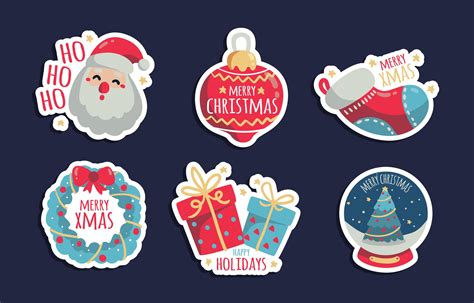 Colorful Christmas Sticker Set Vector Art At Vecteezy