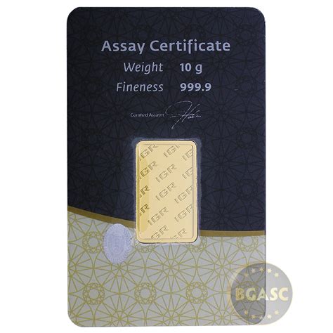 Buy 10 Gram Gold Bar Igr 9999 Fine 24kt In Assay Fractional Gold