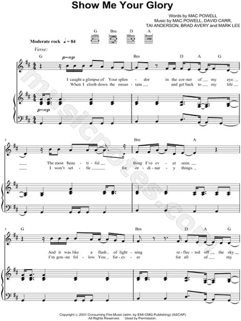 Third Day Show Me Your Glory Sheet Music In D Major Download