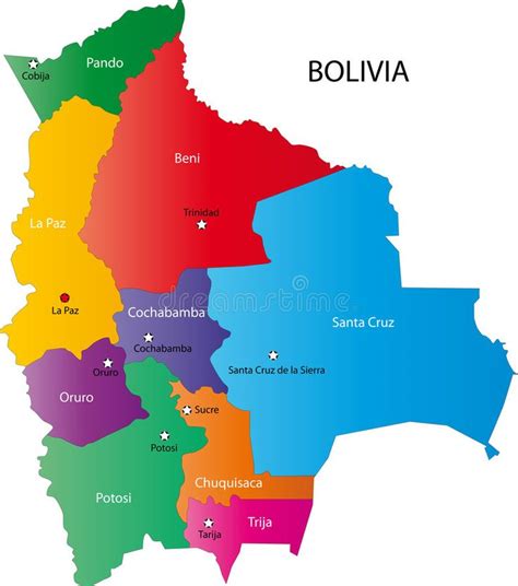 Map Of Bolivia Bolivia Map Designed In Illustration With The Regions
