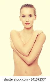 Beautiful Blond Topless Woman Before Spa Stock Photo