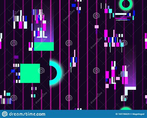 Cyberpunk Seamless Pattern Retro Futurism Of The S Neon Round And